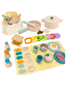 Juego de Cocina de Madera Masonbaby 36 Piezas para Niños