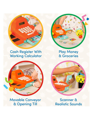 Caja Registradora Interactiva Battat 26 Piezas con Escáner