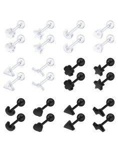 24 Pendientes de Plástico Hipoalergénicos 16G para Oídos Sensibles