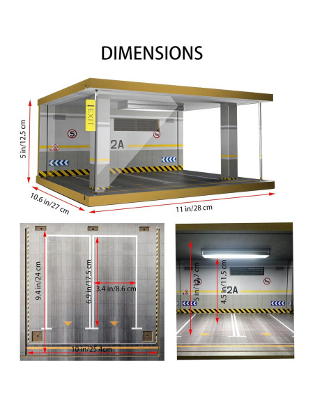 Vitrina Acrílica Bivitre 1:24 con LED 2 Parking Gray