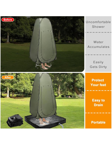 Base de Ducha Portátil AYWOHA 104 cm Plegable con Drenaje