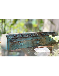 Soporte de Incienso de Madera de Mango Ecológico Azul 30.48 cm 2