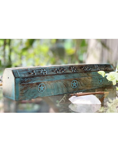 Soporte de Incienso de Madera de Mango Ecológico Azul 30.48 cm