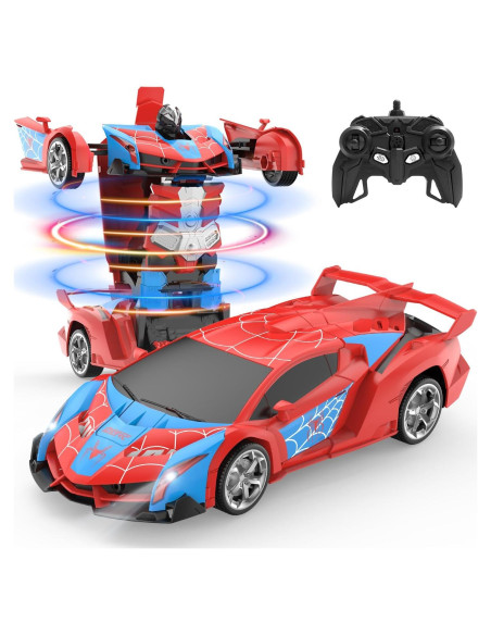 Auto Araña DEERC RC Transformable 1:18 Rojo con LED