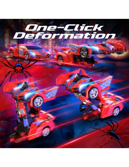 Auto Araña DEERC RC Transformable 1:18 Rojo con LED