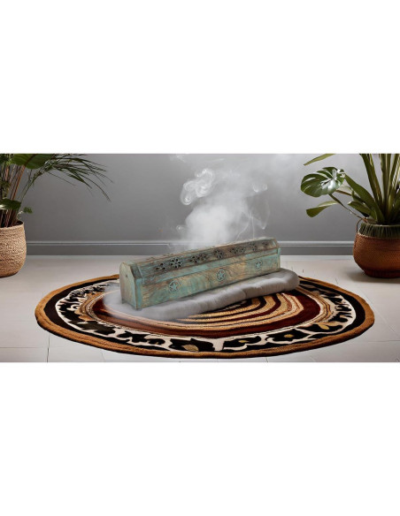 Soporte de Incienso de Madera de Mango Ecológico Azul 30.48 cm