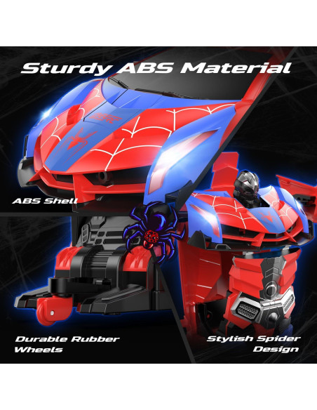 Auto Araña DEERC RC Transformable 1:18 Rojo con LED