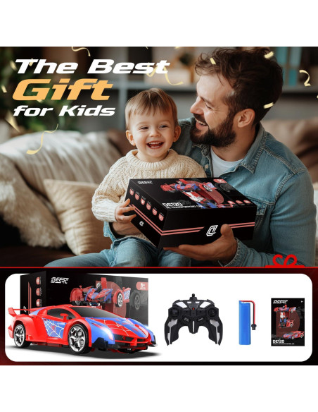 Auto Araña DEERC RC Transformable 1:18 Rojo con LED