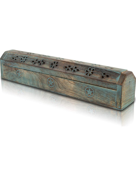 Soporte de Incienso de Madera de Mango Ecológico Azul 30.48 cm