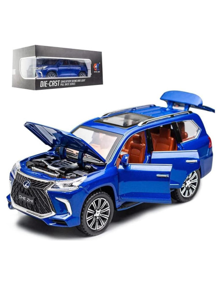 Coche de Juguete EROCK Lexus 570 1/24 Azul con Sonido y Luz Coche de Juguete EROCK Lexus 570 1/24 Azul con Sonido y Luz