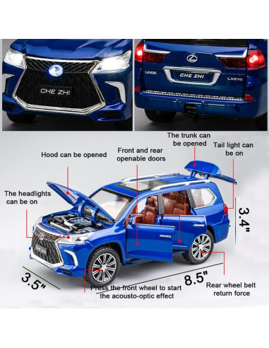 Coche de Juguete EROCK Lexus 570 1/24 Azul con Sonido y Luz