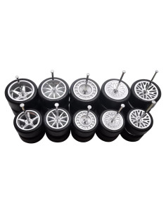 Juego de Ruedas 1/64 XYELKW Grandes y Pequeñas Plata