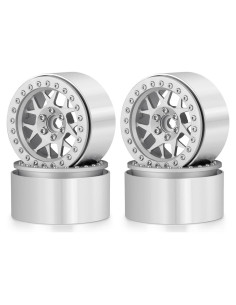 Ruedas Beadlock MOHERO 1/10 para Coche RC Crawler Plata