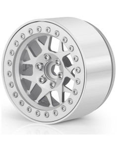 Ruedas Beadlock MOHERO 1/10 para Coche RC Crawler Plata 2