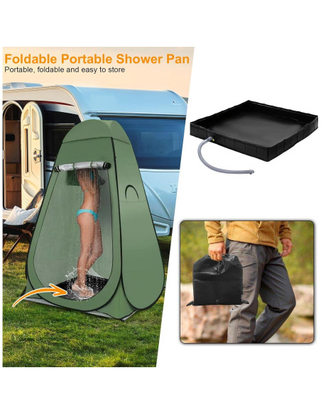 Base de Ducha Portátil AYWOHA 104 cm Plegable con Drenaje