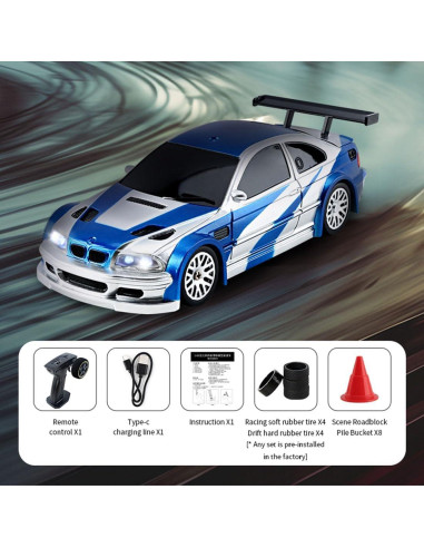 Coche Drift RC 1/43 Funnyndiy 15 KM/H 4WD RTR con Luces