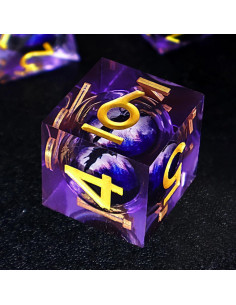 Juego de Dados DND Resina Ojo de Dragón 7 Piezas Púrpura 2