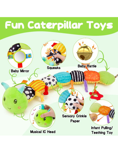 Juguete Sensorial Oruga Musical Melodyinn 50,8 cm Verde