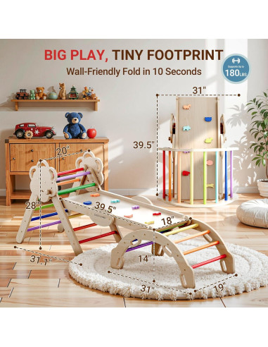 COSYLAND Conjunto Triángulo Pikler 8 en 1 para Niños