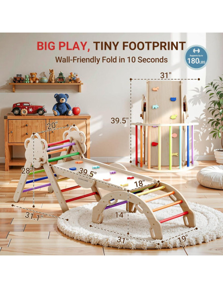 COSYLAND Conjunto Triángulo Pikler 8 en 1 para Niños COSYLAND Conjunto Triángulo Pikler 8 en 1 para Niños