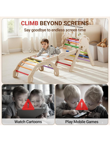 COSYLAND Conjunto Triángulo Pikler 8 en 1 para Niños