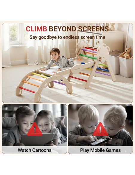 COSYLAND Conjunto Triángulo Pikler 8 en 1 para Niños COSYLAND Conjunto Triángulo Pikler 8 en 1 para Niños