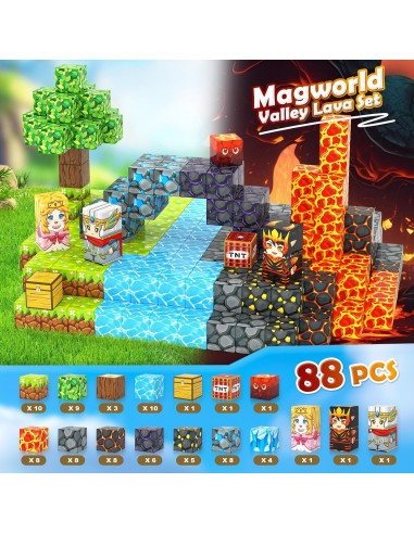 Bloques Magnéticos IGIVI Set Valle de Lava 1" para Niños