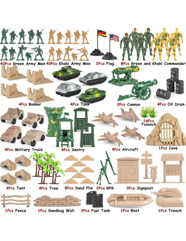 Set de Juguetes de Soldados Divwa 160 Piezas Segunda Guerra