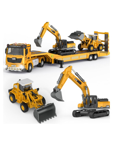 Set de Juguetes de Construcción PUPU PIG - Camión, Excavadora y Bulldozer