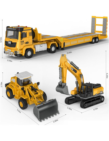 Set de Juguetes de Construcción PUPU PIG - Camión, Excavadora y Bulldozer