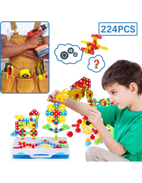 Juego de Construcción STEM SUPSTEM 224 Piezas con Taladro