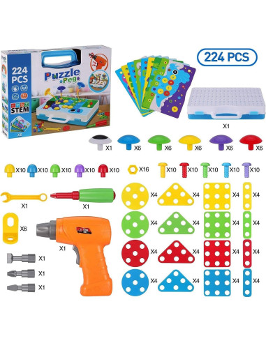 Juego de Construcción STEM SUPSTEM 224 Piezas con Taladro