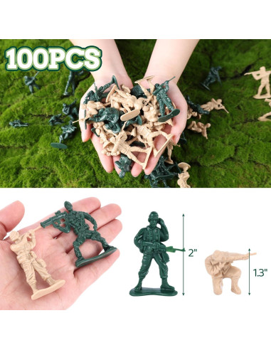 100 Figuras de Soldados de Juguete SHINDEL Verde Amarillo