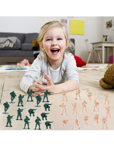 100 Figuras de Soldados de Juguete SHINDEL Verde Amarillo