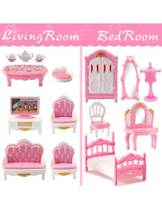 Juego de Muebles para Casa de Muñecas SHENGJIAAO 75 Piezas 2