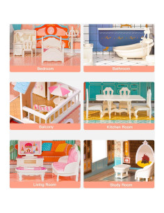 Casa de Muñecas de Madera ROBOTIME con 28 Accesorios 2