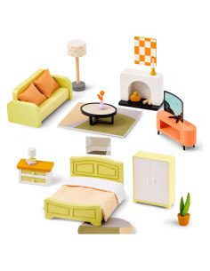 Conjunto de muebles de madera Goli 27 piezas para casa de muñecas