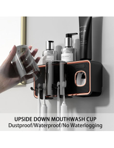 Soporte para Cepillos de Dientes Yevsinbay Negro con Dispensador 2