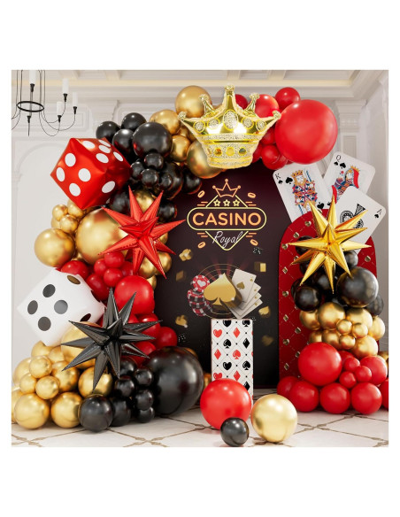 Kit de arco de globos casino AobkDeco 138 piezas Kit de arco de globos casino AobkDeco 138 piezas