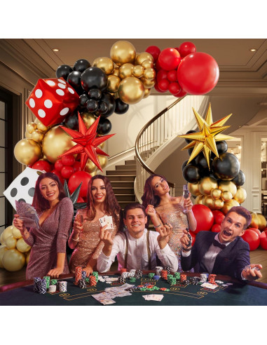 Kit de arco de globos casino AobkDeco 138 piezas