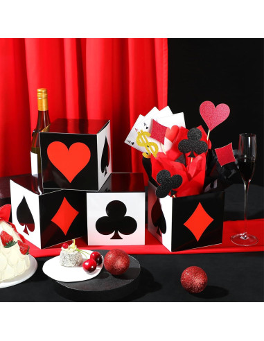 Zhanmai 4 Cajas de Decoración Fiesta Casino 15x15x15cm