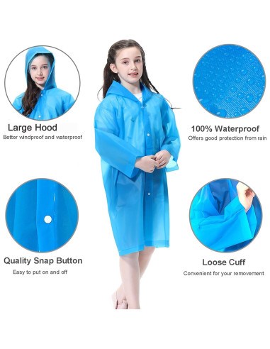 Ponchos de Lluvia Reutilizables Cosowe para Niños 110x55cm