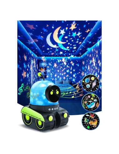 Proyector de Luz Nocturna Robot PIKOY 12 Películas 360