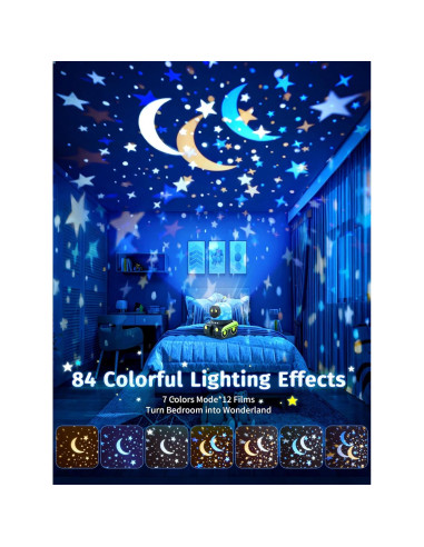 Proyector de Luz Nocturna Robot PIKOY 12 Películas 360