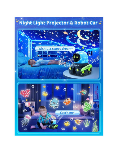 Proyector de Luz Nocturna Robot PIKOY 12 Películas 360