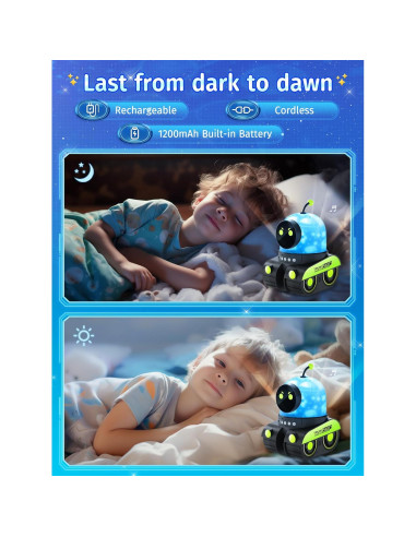 Proyector de Luz Nocturna Robot PIKOY 12 Películas 360