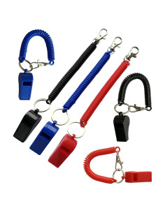 6 Silbatos de Seguridad Ori Yuan con Cuerda Ajustable - Rojo, Azul y Negro