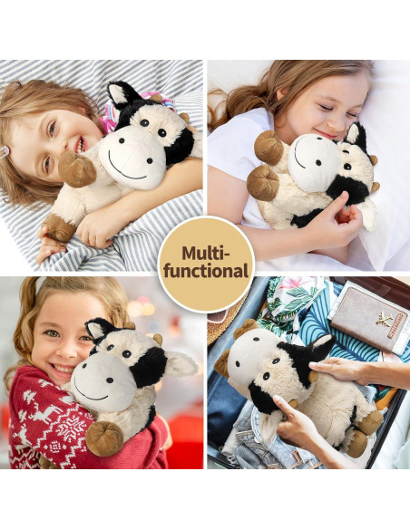 Peluche Calentable Cuckool Vaca Negra y Blanca 38 cm
