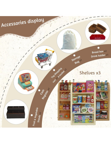 Juego de Carrito de Compras Mini Kimo 180 Piezas Educativo