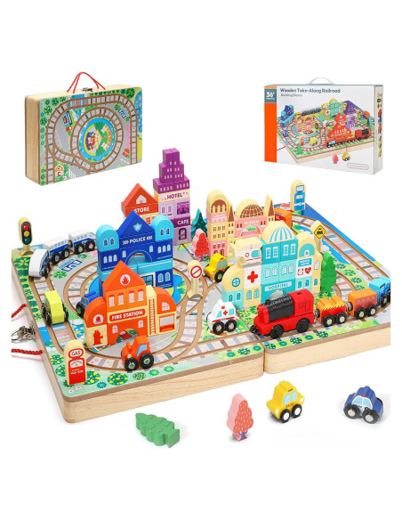 Juego de Bloques de Madera Migargle Tren Educativo 3-5 Años